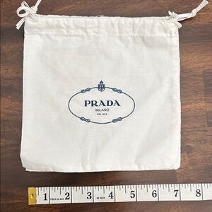Prada White Linen Drawstring Bag